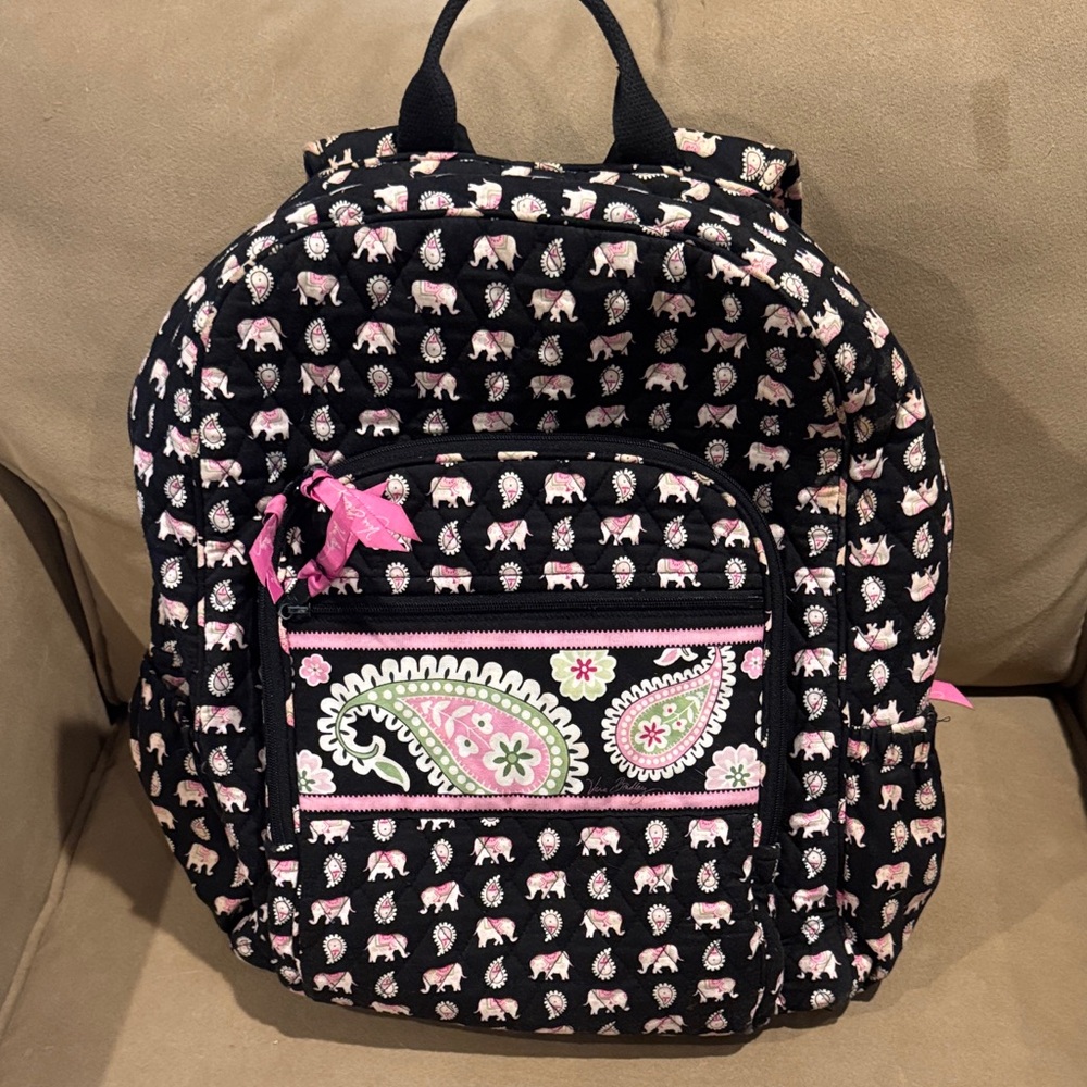 Vera Bradley Kids Backpack - Black and Pink Elephant Print